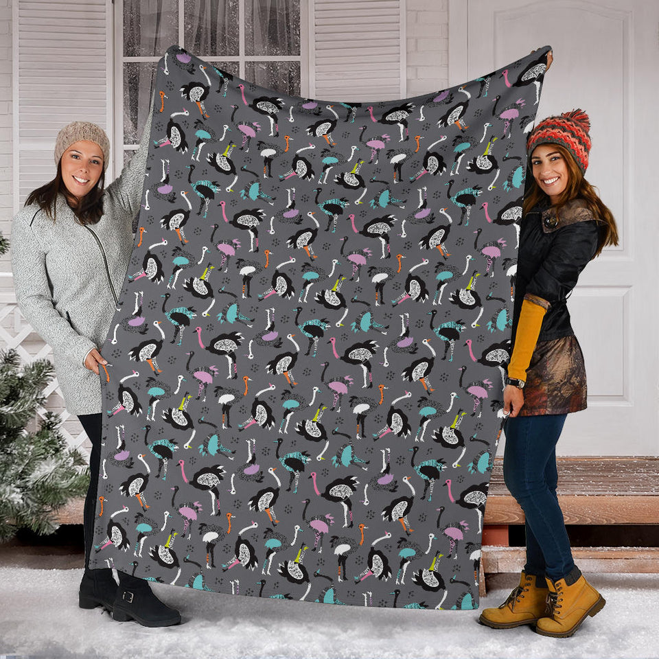 Ostrich Pattern Print Design 01 Premium Blanket