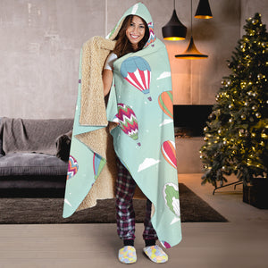 Hot Air Balloon Design Pattern Hooded Blanket