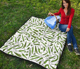 Hand Drawn Sketch Style Green Chili Peppers Pattern Premium Quilt