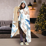 Blue Butterfly Pattern Hooded Blanket