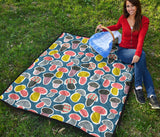 Colorful Mushroom Design Pattern Premium Quilt