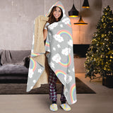 Cute Rainbow Clound Star Pattern Hooded Blanket