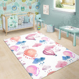 Watercolor Air Balloon Cloud Pattern Area Rug