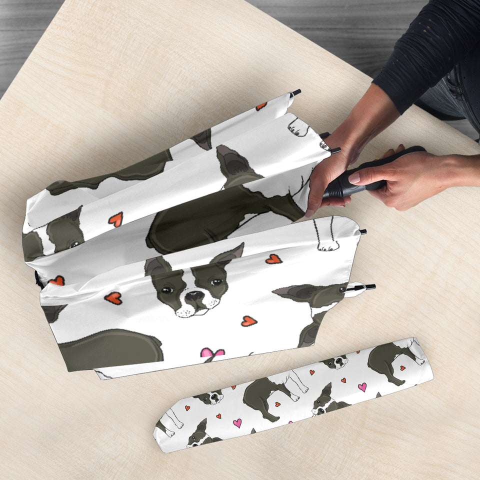 Boston Terrier Dog Hearts Vector Pattern Umbrella