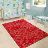 Gold Dragons Red Background Area Rug