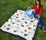 Watercolor Helicopter Cloud Pattern Premium Quilt