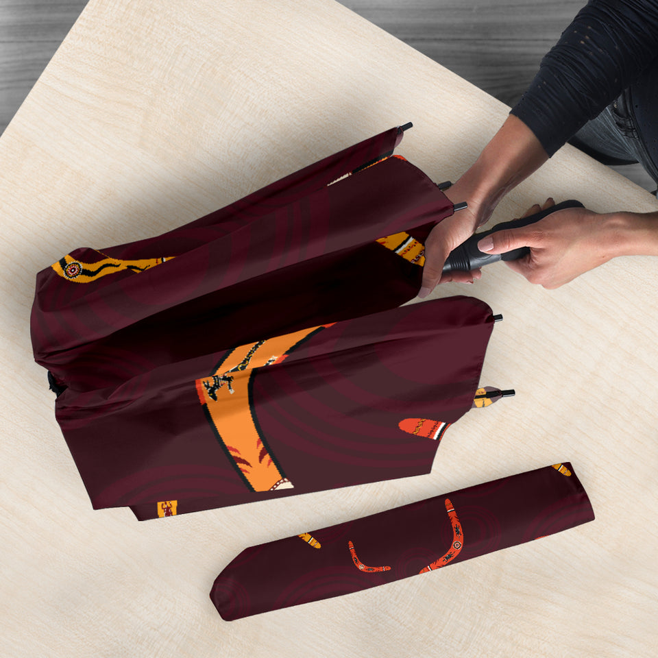 Boomerang Australian Aboriginal Ornament Circle Black Background Umbrella