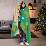 Cute Frog Dragonfly Design Pattern Hooded Blanket
