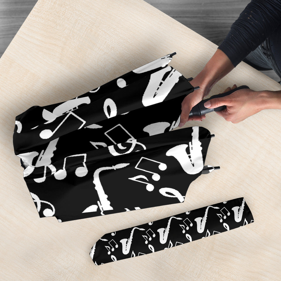 Saxophone Music Notes Treble Clef Black White Theme Umbrella
