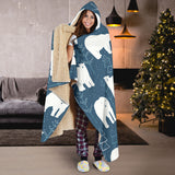 Polar Bear Mother Her Child Pattern Hooded Blanket