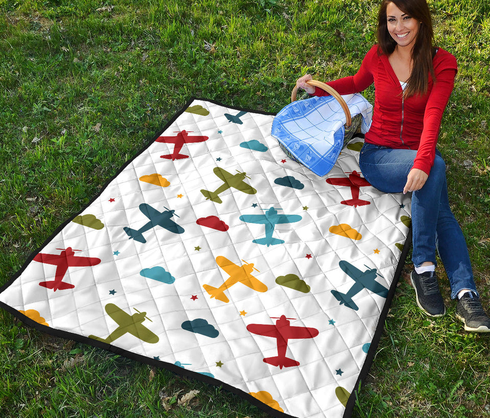 Airplane Star Cloud Colorful Premium Quilt