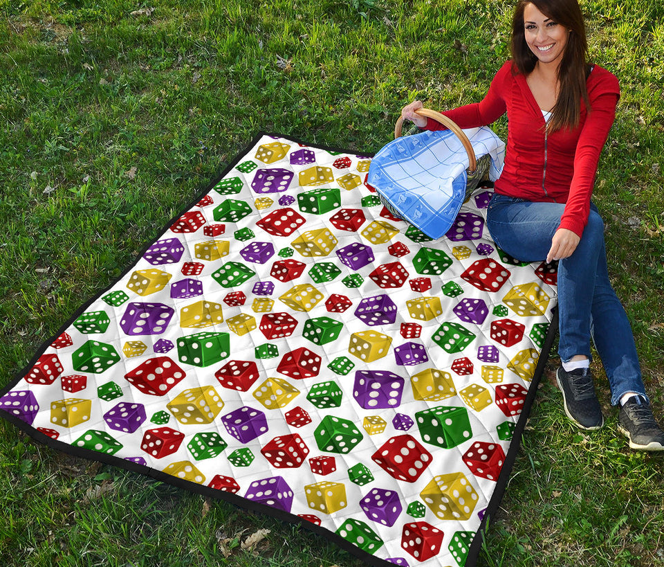 Dice Pattern Print Design 03 Premium Quilt