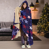 Red Blue Star Pattern Hooded Blanket