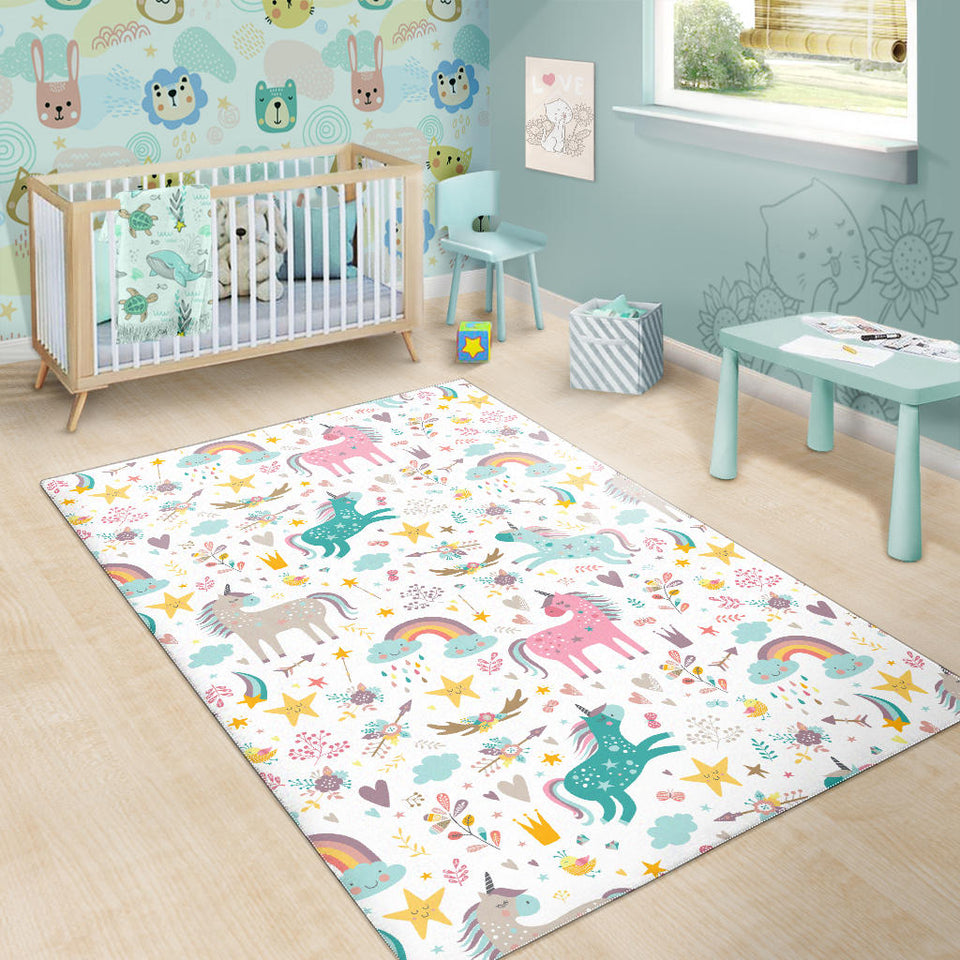 Colorful Unicorn Pattern Area Rug
