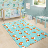 Fox Pattern Blue B Ackground Area Rug