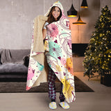 Clock Butterfly Pattern Hooded Blanket