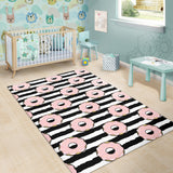 Donuts Pink Icing Striped Pattern Area Rug