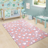 Coral White Heart Pattern Area Rug