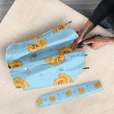 Brown Cute Pomeranian Blue Blackground Umbrella