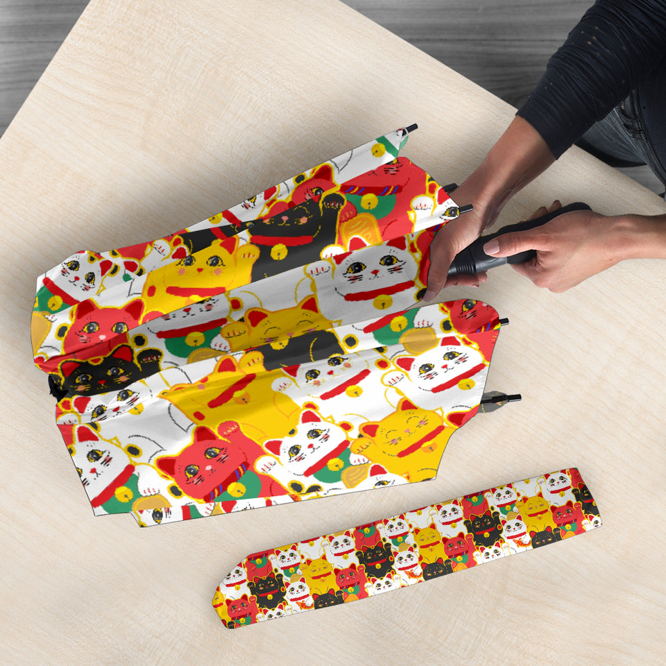 Colorful Maneki Neko Cat Pattern Umbrella
