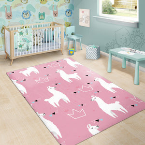Llama Alpaca Pink Background Area Rug
