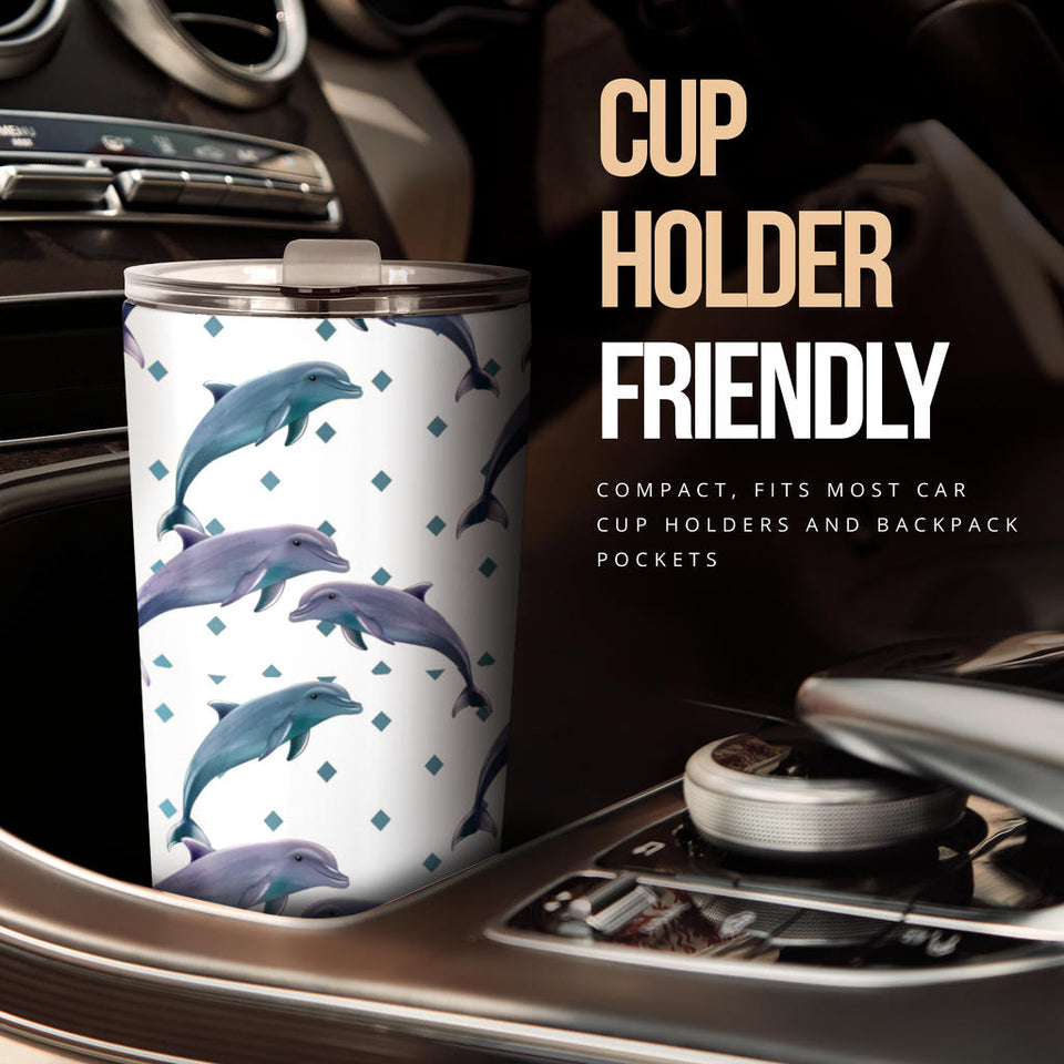 Dolphins Pattern Dotted Background Tumbler