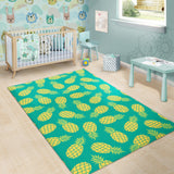 Pineapples Pattern Green Background Area Rug