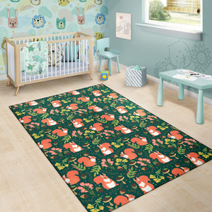 Squirrel Pattern Print Design 03 Area Rug