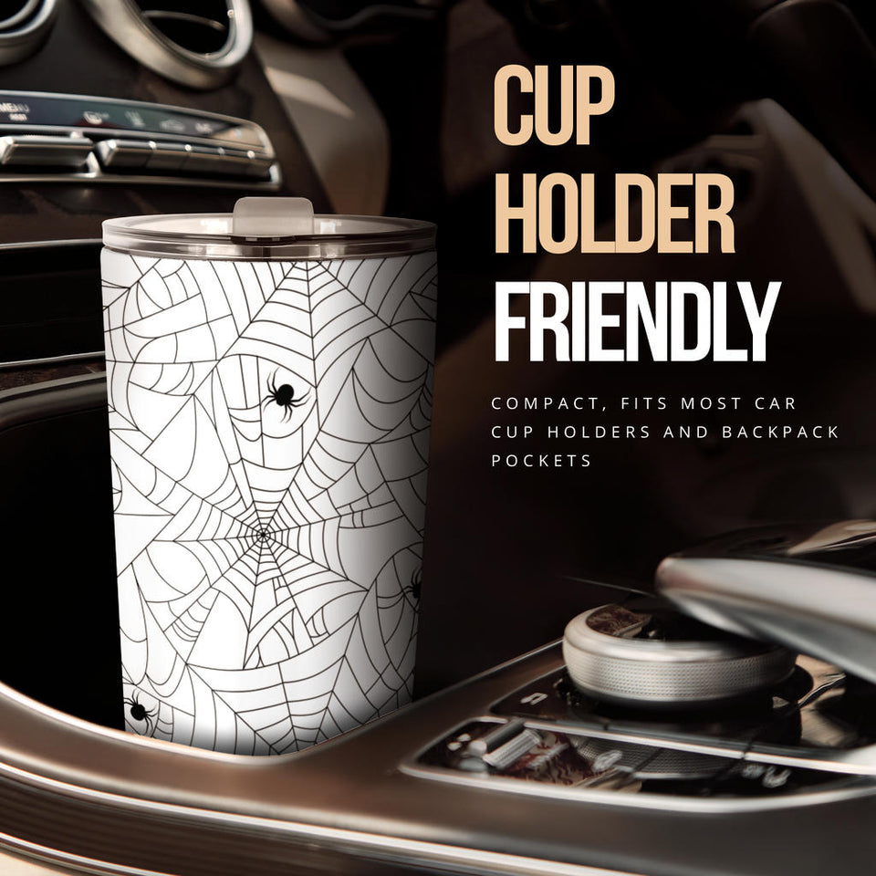 Spider Web Cobweb Pattern White Background Tumbler