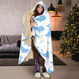 Blue Whale Pattern Hooded Blanket