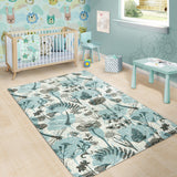 Dragonfly Butterfly Plants Insect Flower Vintage Style Pattern Area Rug