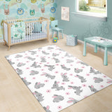 Watercolor Cute Rabbit Pattern Area Rug