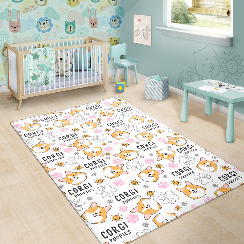 Corgi Dog Pattern Area Rug