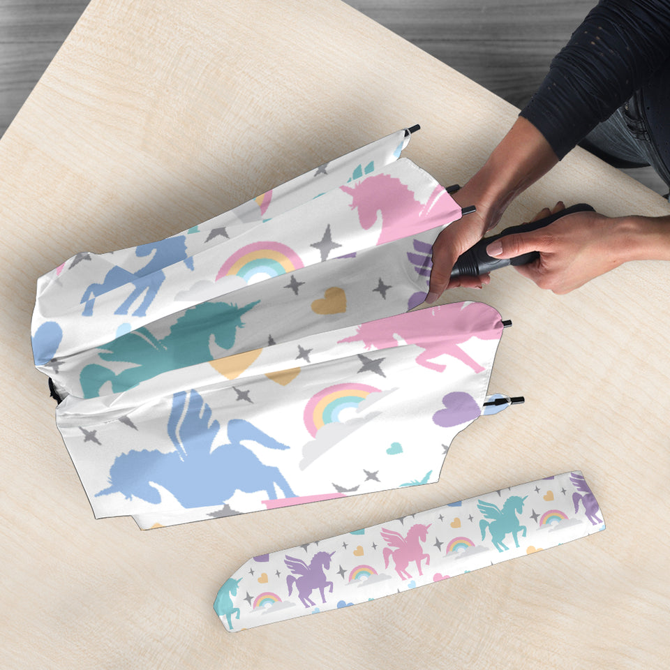 Colorful Unicorn Rainbow Heart Pattern Umbrella