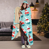 Red White Sailboat Wave Background Hooded Blanket