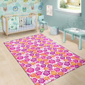 Hibiscus Pattern Print Design 01 Area Rug