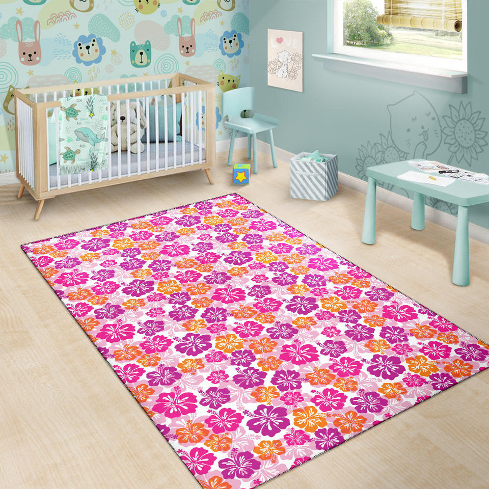 Hibiscus Pattern Print Design 01 Area Rug