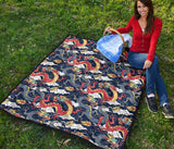 Blue Red Dragon Cloud Pattern Premium Quilt