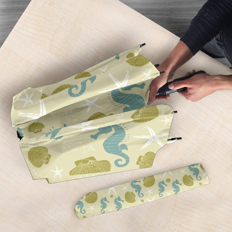 Seahorse Shell Starfish Pattern Background Umbrella