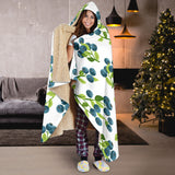 Blueberry White Background Hooded Blanket