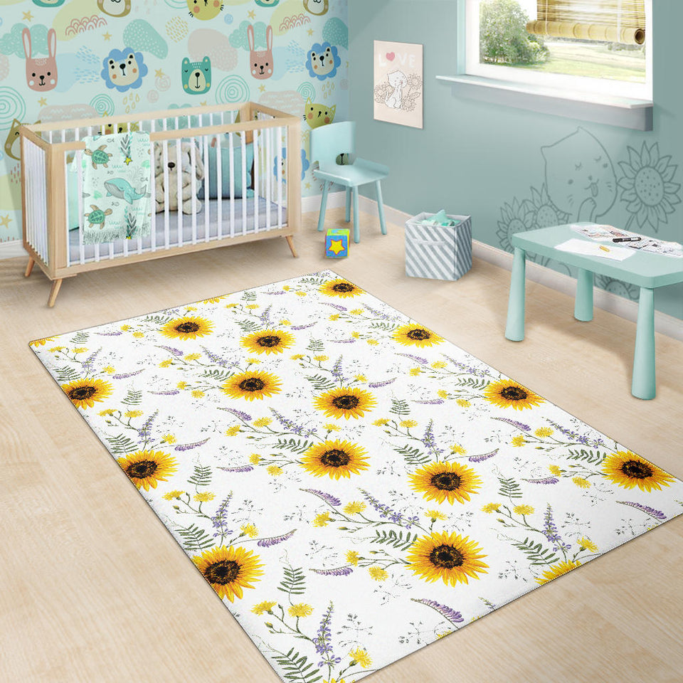 Beautiful Sunflowers Pattern Area Rug
