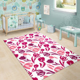Pink Sketch Tulip Pattern Area Rug