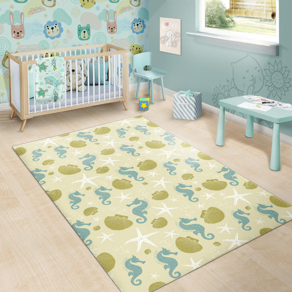 Seahorse Shell Starfish Pattern Background Area Rug