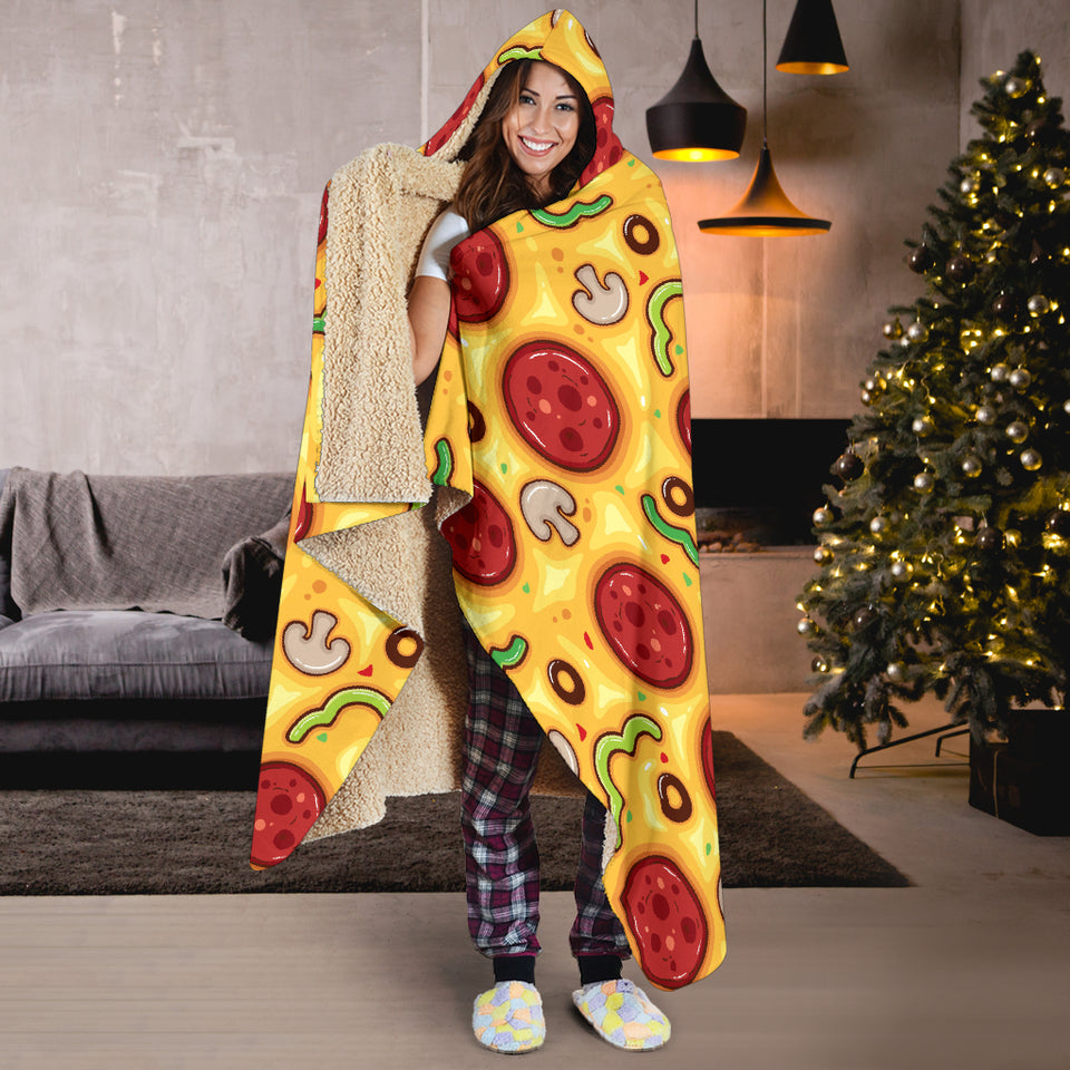 Pizza Texture Pattern Hooded Blanket