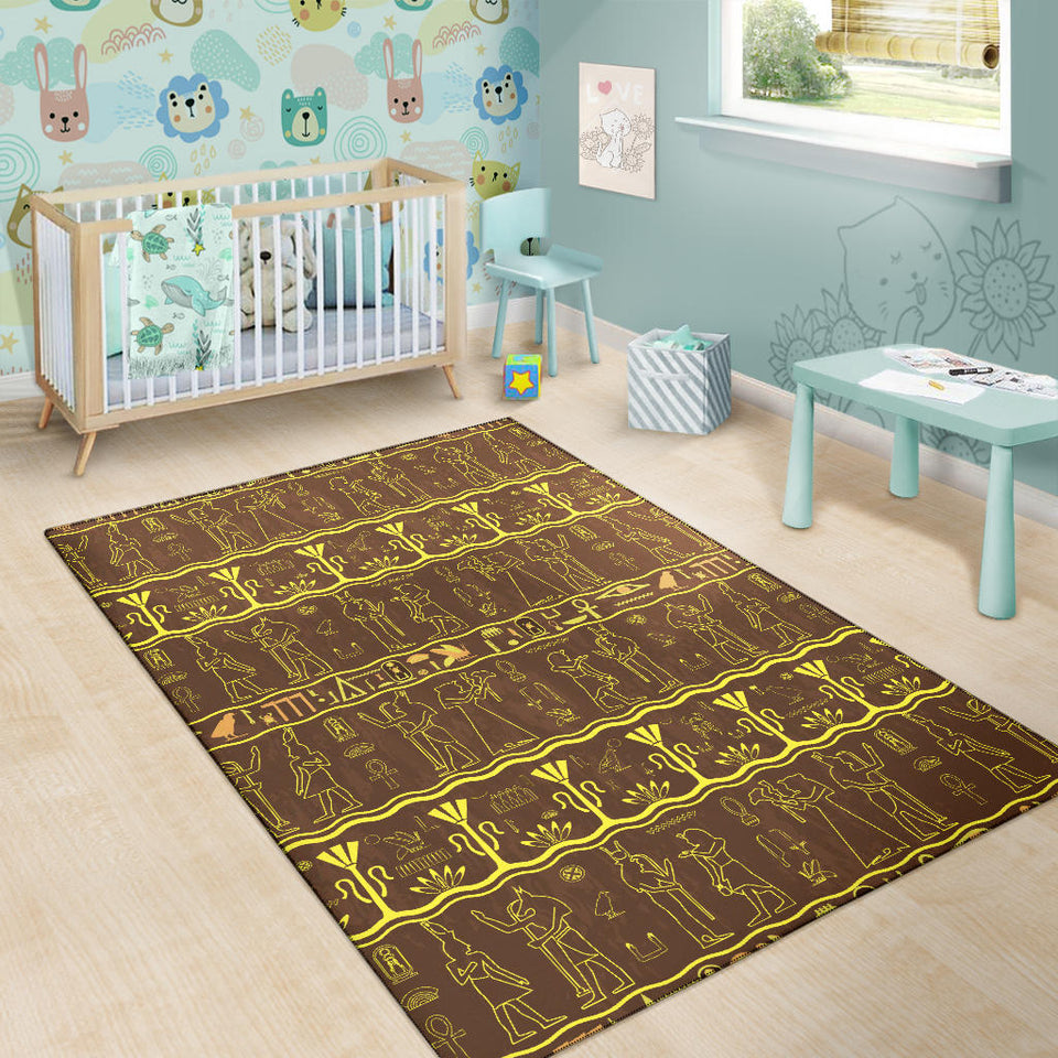 Egypt Hieroglyphics Pattern Print Design 03 Area Rug