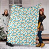Fried Eggs Pattern Print Design 04 Premium Blanket