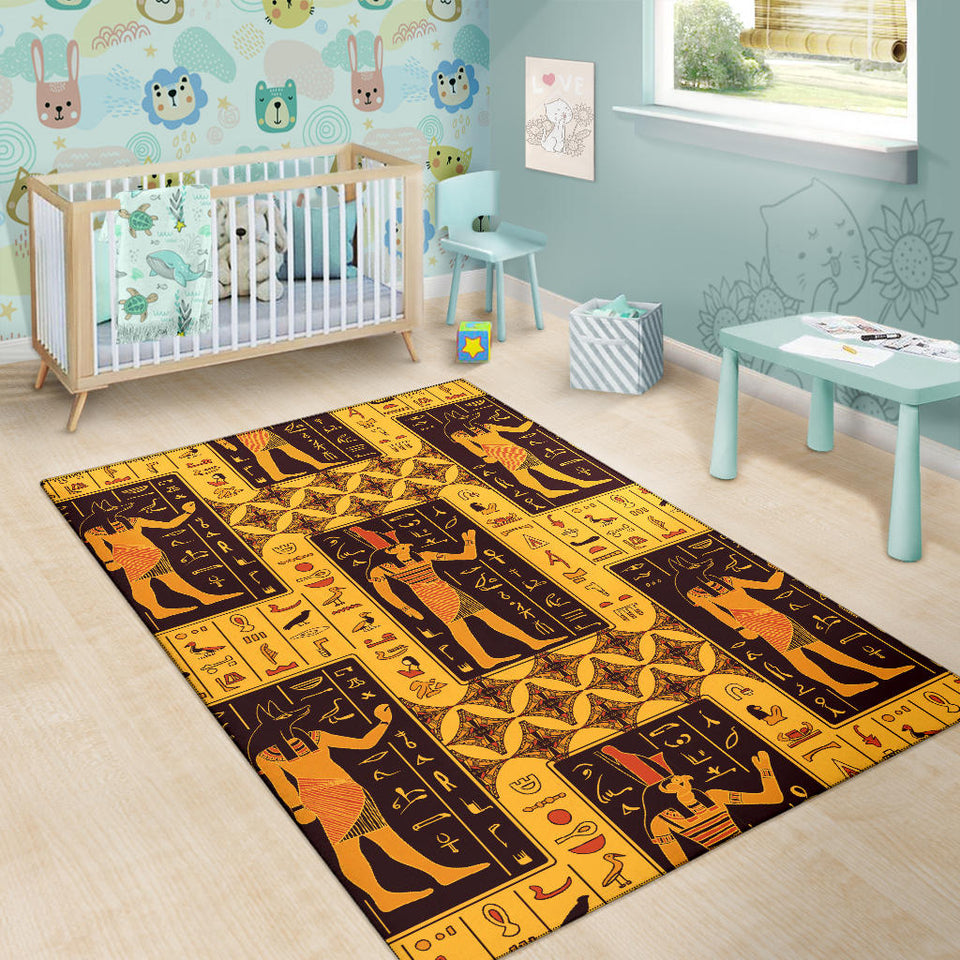 Egypt Hieroglyphics Pattern Print Design 05 Area Rug