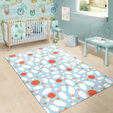 Bowling Ball Bowling Pins Blue Blackground Area Rug