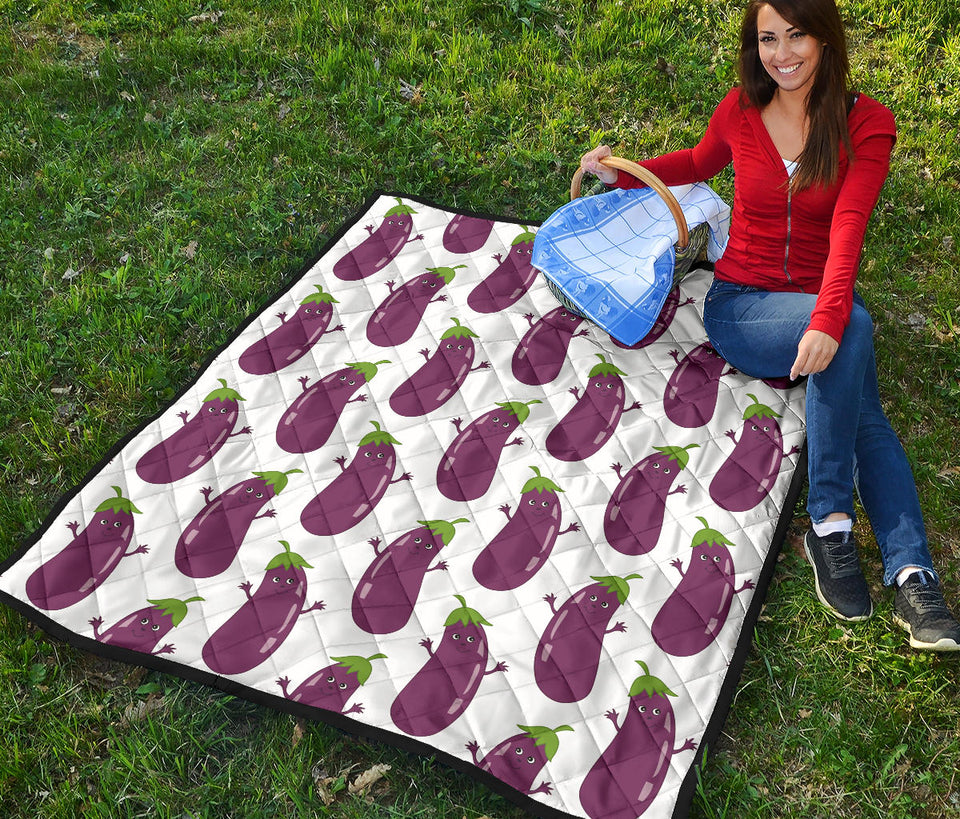 Eggplant Pattern Print Design 01 Premium Quilt