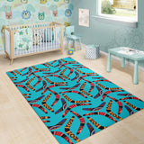 Boomerang Australian Aboriginal Ornament Blue Background Area Rug